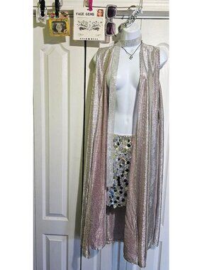 70s Disco Ball Womens Costume New Years Sequin Mini Skirt Jewelry Duster Glasses